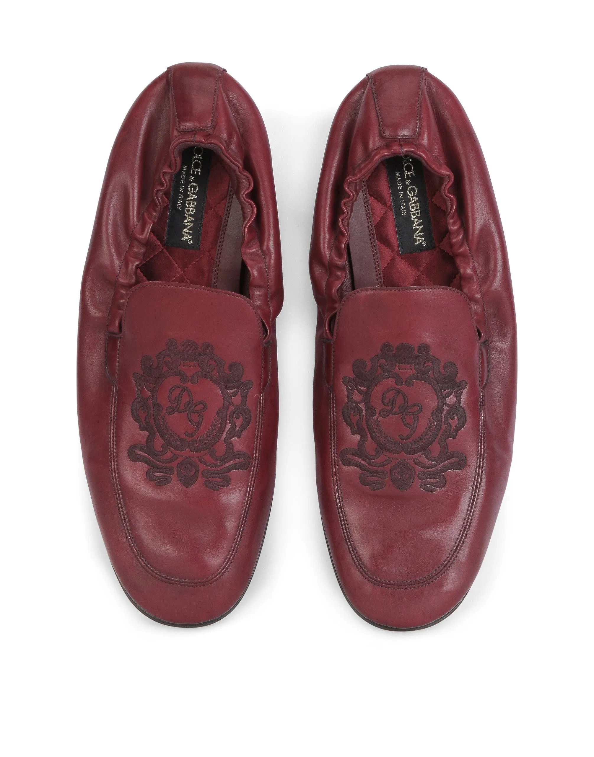 Calfskin loafers with DG coat of arms embroidery