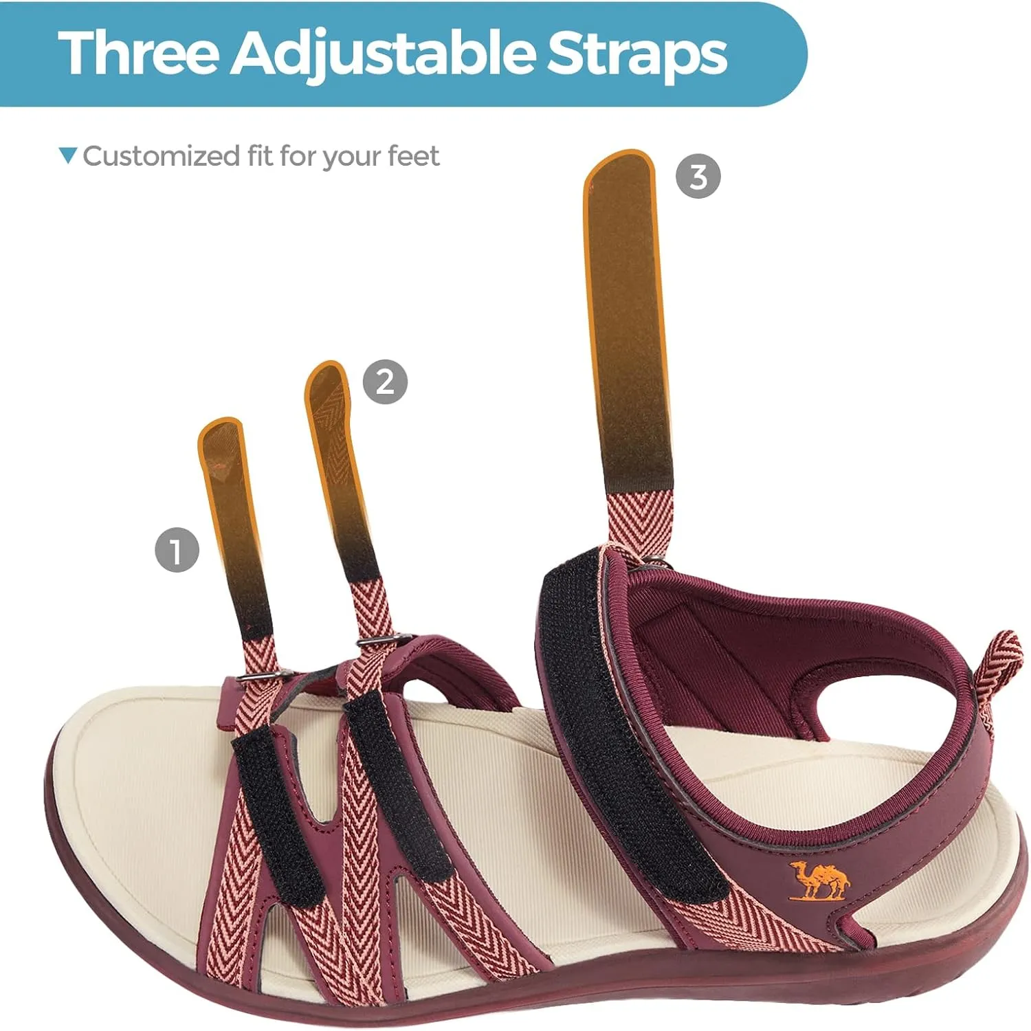 CAMEL CROWN Hiking Sandals for Women Strappy Water Sandals Comfortable Lightweight Walking Sandal for Outdoor Sport