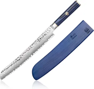 Cangshan KITA Series 9-Inch Bread Knife with Sheath, High Carbon X-7 Damascus Steel, 501400