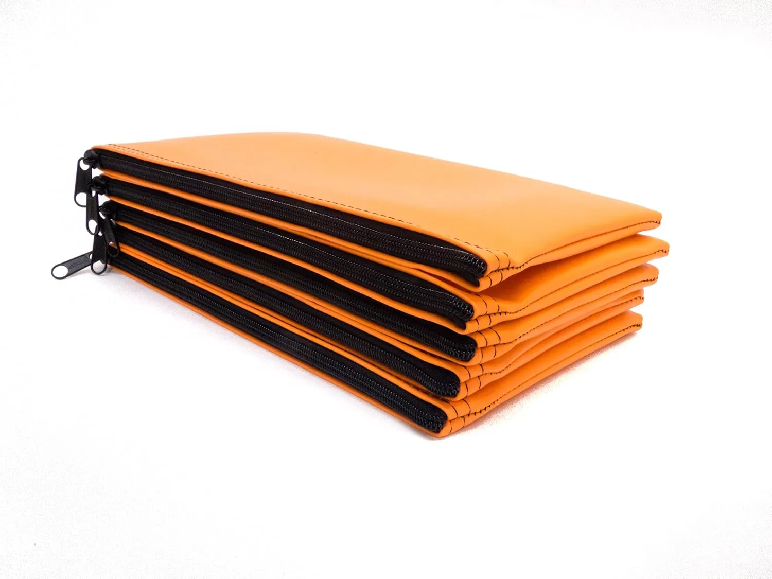 Carousel Checks Inc. Zipper Bank Deposit Bag, 5.5 by 10.5 Inches, Orange, Pack of 5