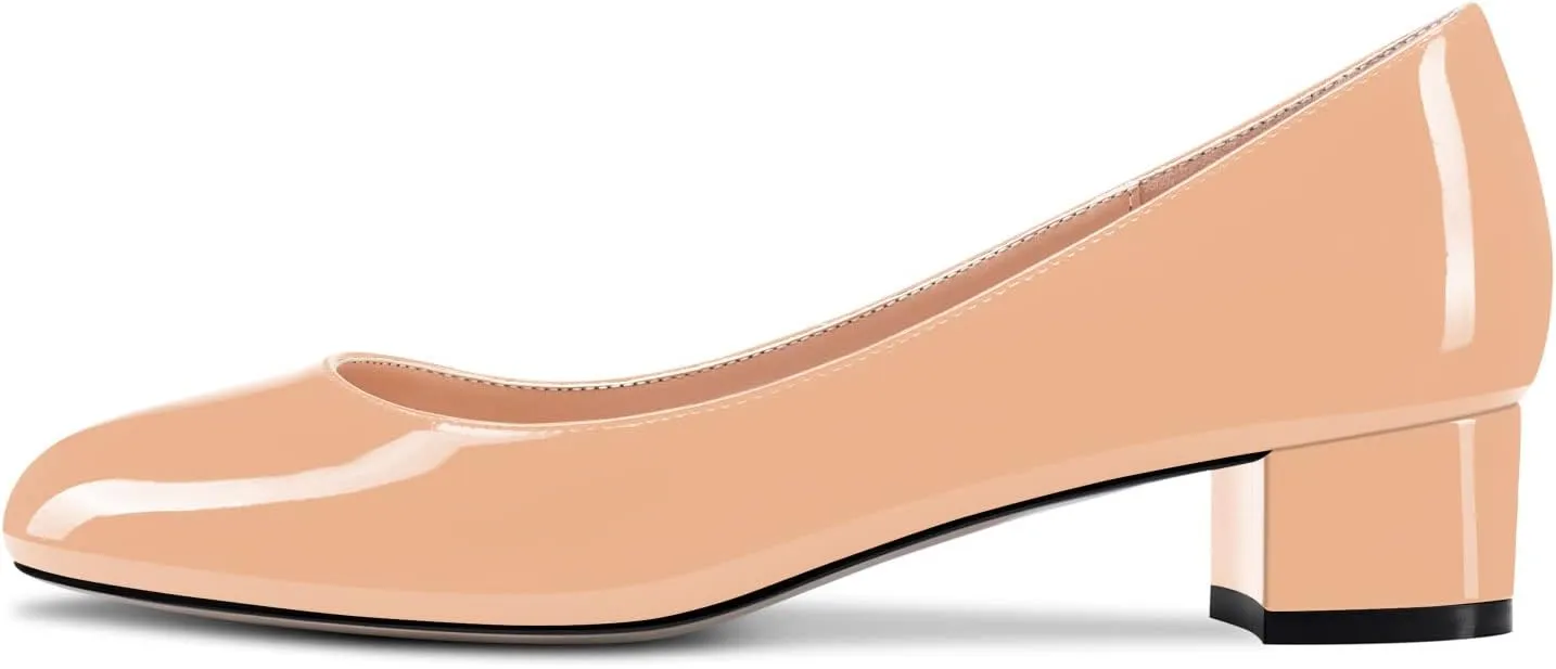 Castamere Chunky Block Low Kitten Heel Round Close Toe Pumps Slip-on Cute Classic Dress Shoes