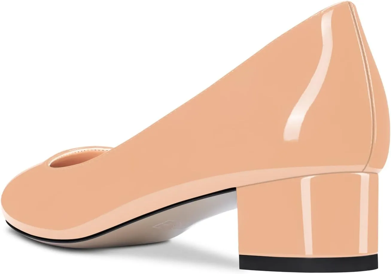 Castamere Chunky Block Low Kitten Heel Round Close Toe Pumps Slip-on Cute Classic Dress Shoes