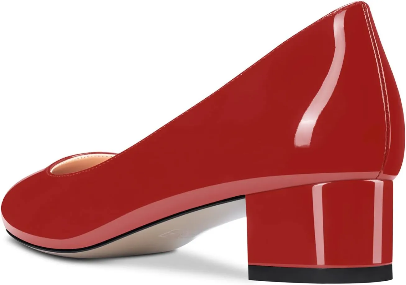 Castamere Chunky Block Low Kitten Heel Round Close Toe Pumps Slip-on Cute Classic Dress Shoes