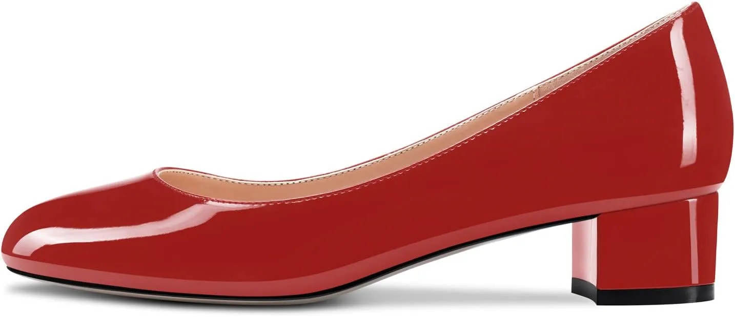 Castamere Chunky Block Low Kitten Heel Round Close Toe Pumps Slip-on Cute Classic Dress Shoes