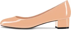 Castamere Chunky Block Low Kitten Heel Round Close Toe Pumps Slip-on Cute Classic Dress Shoes