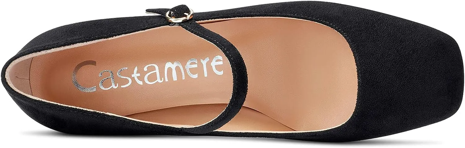 Castamere Ladies Chunky Heel Square-Toe Mary Jane Pumps Strappy Sexy Elegant Pump 3 Inch Heels