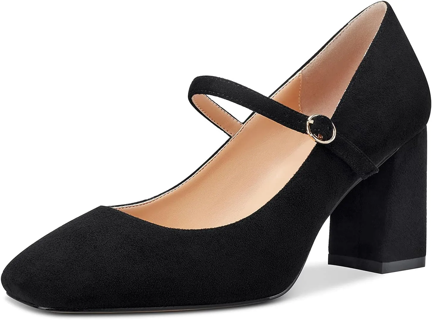 Castamere Ladies Chunky Heel Square-Toe Mary Jane Pumps Strappy Sexy Elegant Pump 3 Inch Heels