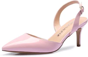 Castamere Pointed Toe Slingback Pumps Womens Mid Kitten Heel Closed Toe Low Heel Sandals 6 CM Heeled