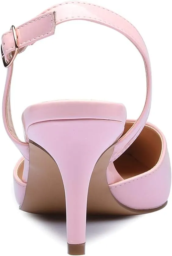 Castamere Pointed Toe Slingback Pumps Womens Mid Kitten Heel Closed Toe Low Heel Sandals 6 CM Heeled
