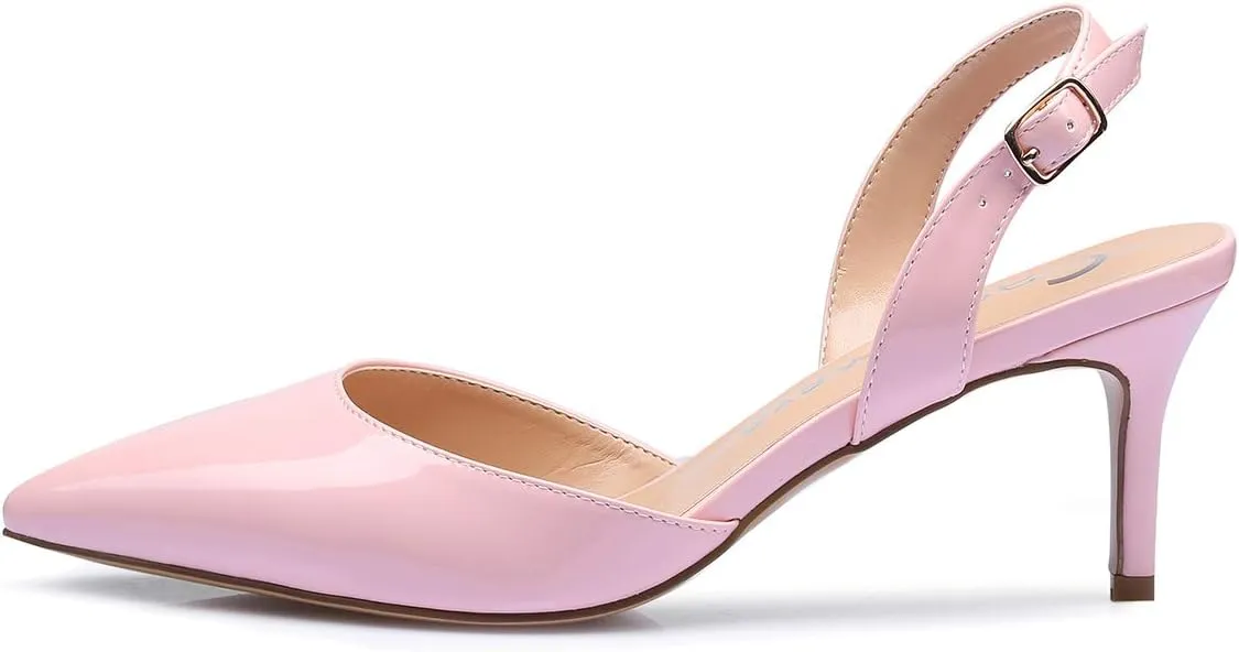 Castamere Pointed Toe Slingback Pumps Womens Mid Kitten Heel Closed Toe Low Heel Sandals 6 CM Heeled