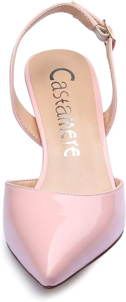 Castamere Pointed Toe Slingback Pumps Womens Mid Kitten Heel Closed Toe Low Heel Sandals 6 CM Heeled