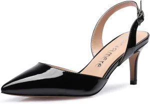 Castamere Pointed Toe Slingback Pumps Womens Mid Kitten Heel Closed Toe Low Heel Sandals 6 CM Heeled