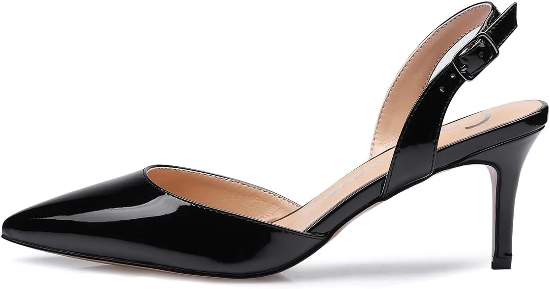 Castamere Pointed Toe Slingback Pumps Womens Mid Kitten Heel Closed Toe Low Heel Sandals 6 CM Heeled