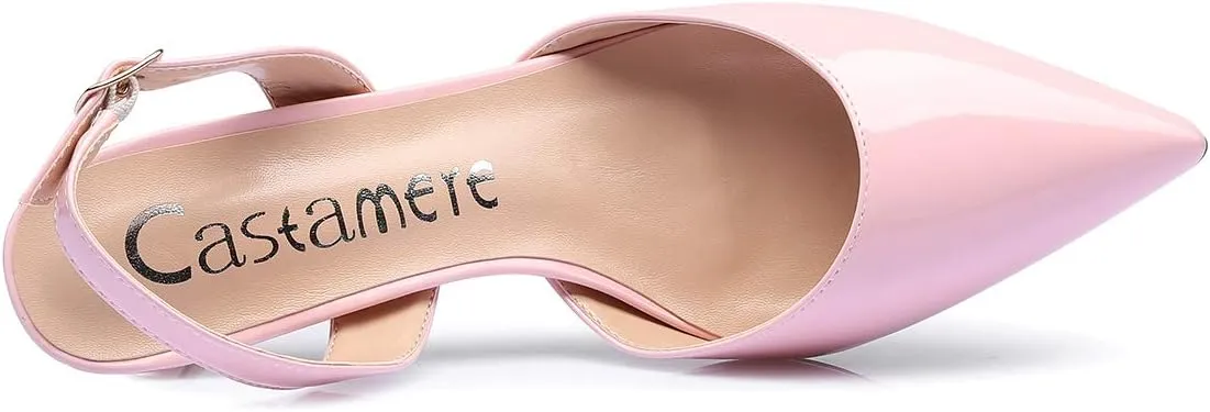 Castamere Pointed Toe Slingback Pumps Womens Mid Kitten Heel Closed Toe Low Heel Sandals 6 CM Heeled