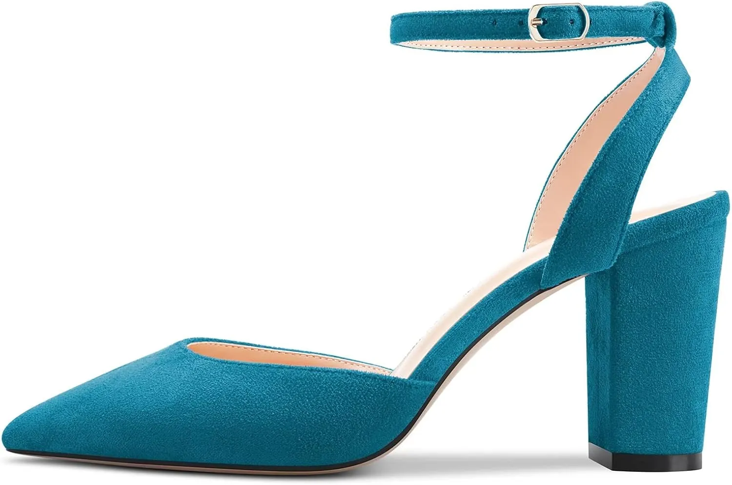 Castamere Women Chunky Block High Heel Pointed Toe Pumps Ankle Strap Slingback Buckle Wedding Party Sexy Dress Shoes