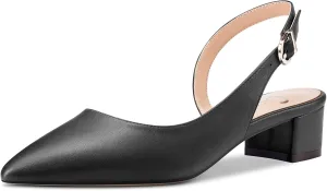 Castamere Women Chunky Block Low Kitten Heel Pointed Toe Slingback Pumps Classic Cute Party Office 1.4 Inches Heels
