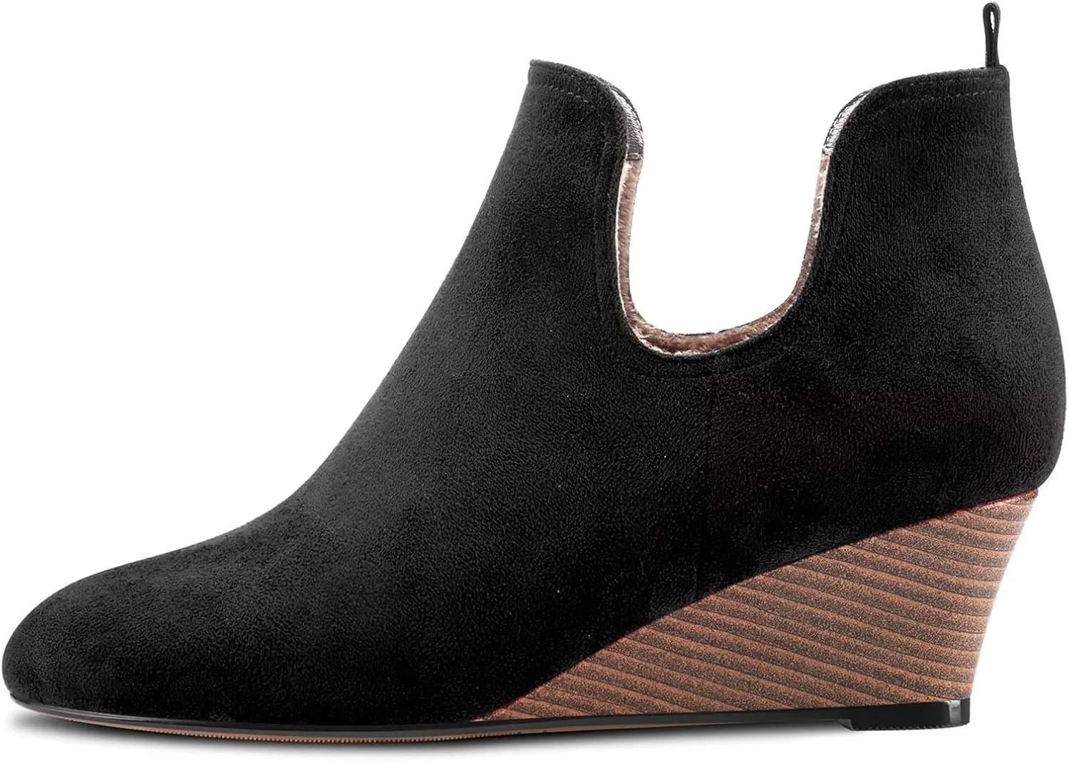 Castamere Women Wedge Low Heel Close Round Toe Ankle Boots Short Bootie Two-Piece Slip-on 2.0 Inches Heels Classic Shoes