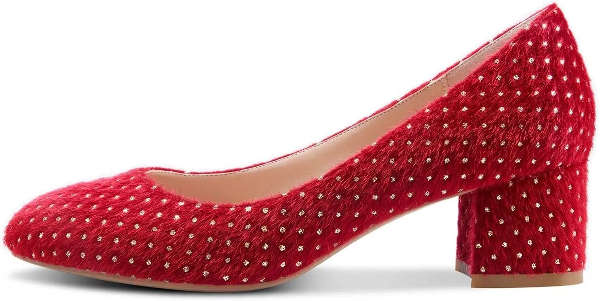 Castamere Womens Chunky Block Heels Round-Toe Slip-on Mid-Heel Basic Pumps 5CM Heels