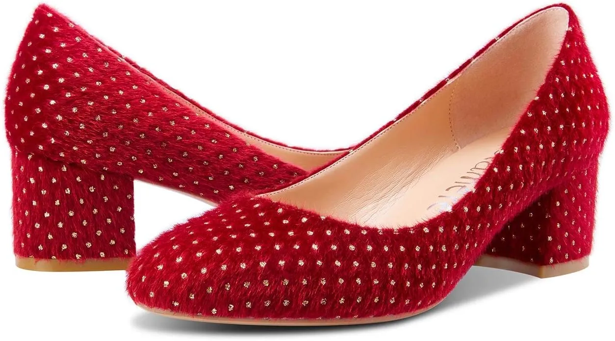 Castamere Womens Chunky Block Heels Round-Toe Slip-on Mid-Heel Basic Pumps 5CM Heels
