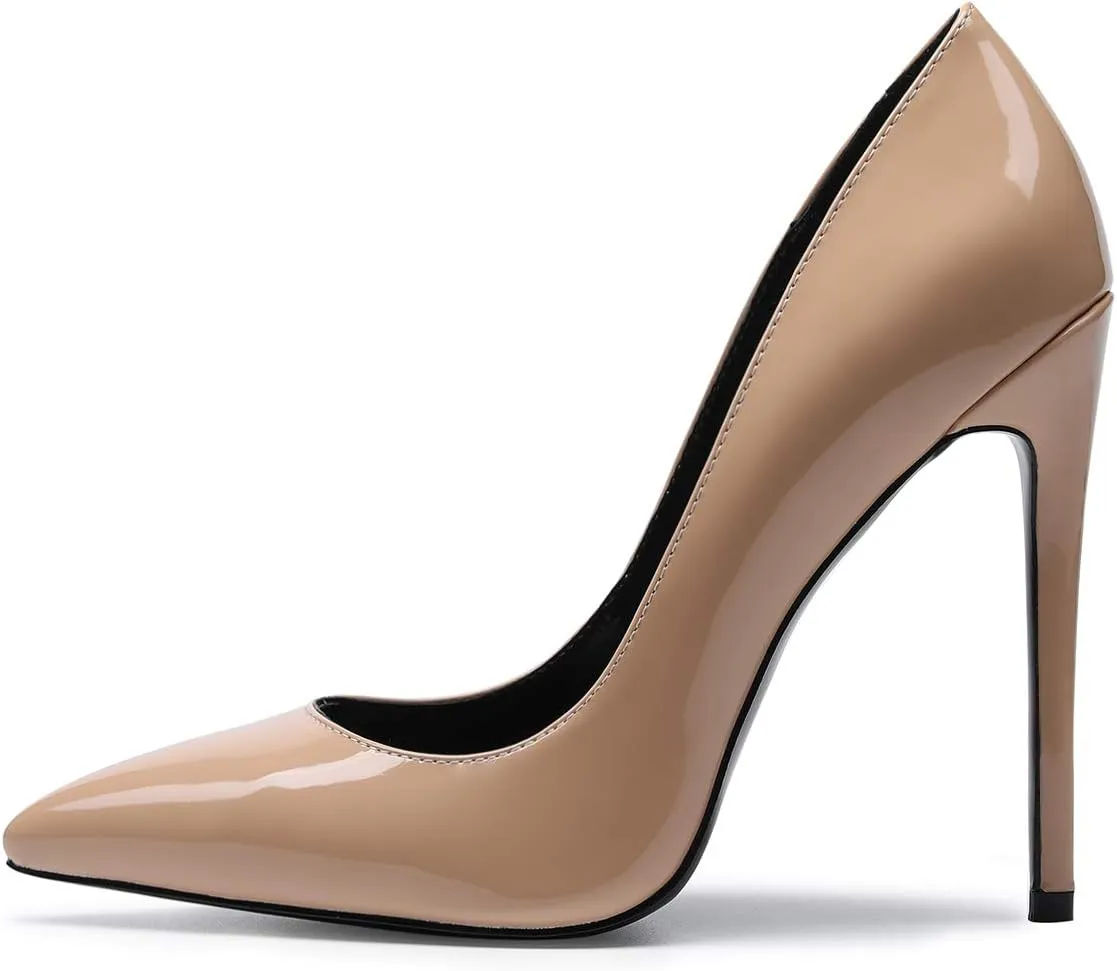 Castamere Womens High Heel Pumps Slip-on Pointy-Toe Elegant Stilettos Comfort Sexy Heel Shoes 4.7Inch Heels Black Lining