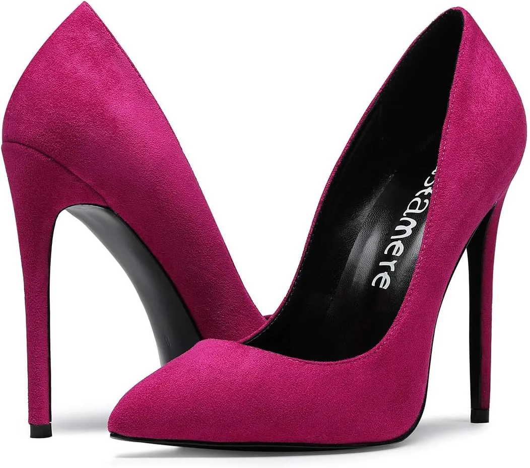 Castamere Womens High Heel Pumps Slip-on Pointy-Toe Elegant Stilettos Comfort Sexy Heel Shoes 4.7Inch Heels Black Lining