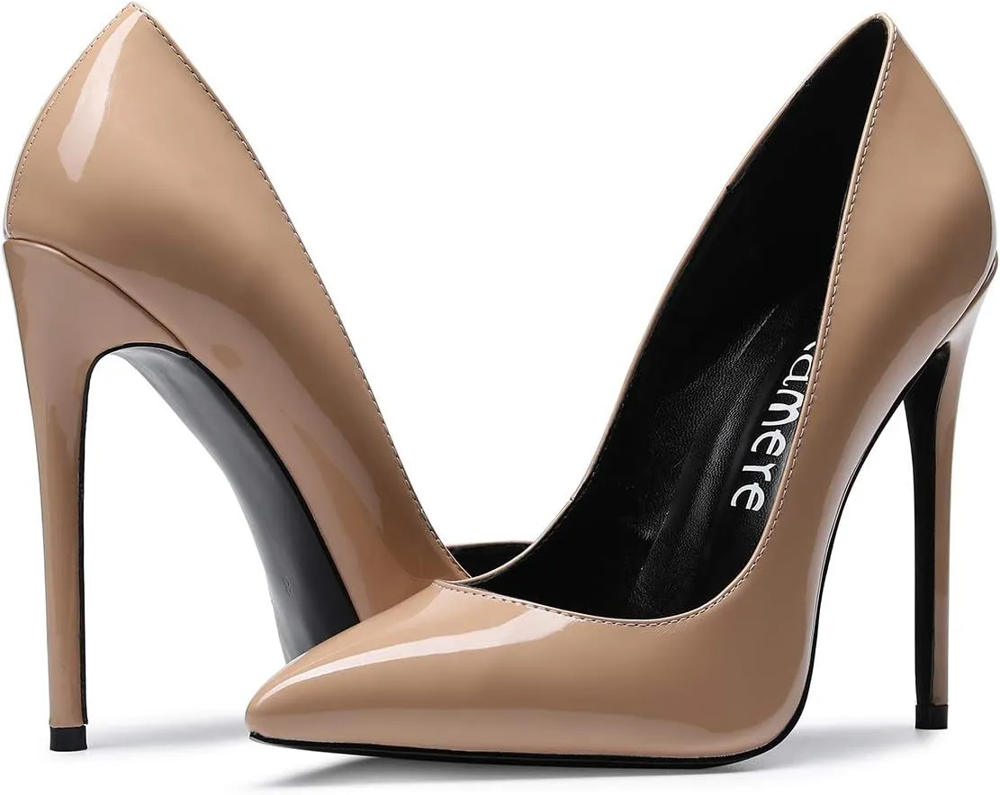 Castamere Womens High Heel Pumps Slip-on Pointy-Toe Elegant Stilettos Comfort Sexy Heel Shoes 4.7Inch Heels Black Lining