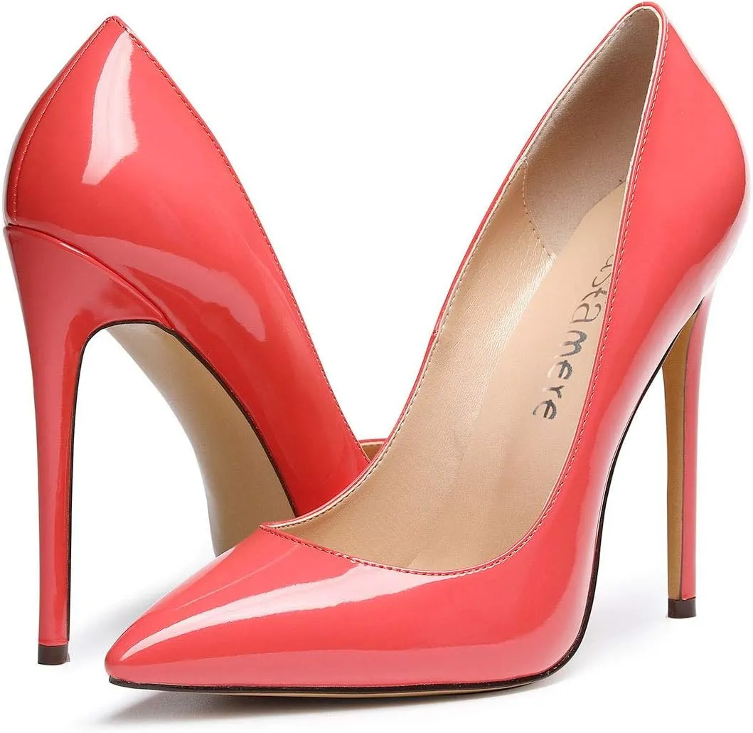 Castamere Womens High Heel Pumps Slip-on Pointy-Toe Elegant Stilettos Comfort Sexy Heel Shoes 4.7Inch Heels Black Lining