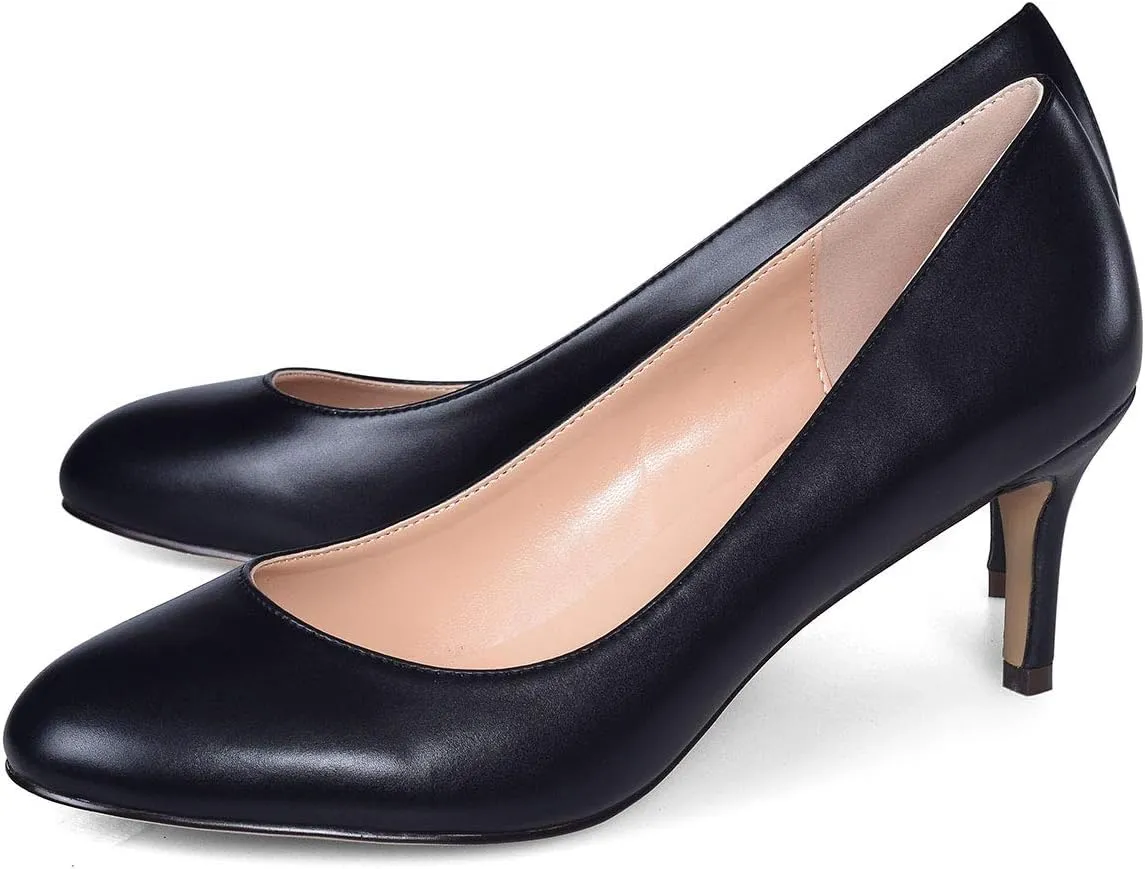 Castamere Womens Round Toe Pumps Stiletto Mid Heels Office Slip-on 6CM Heels