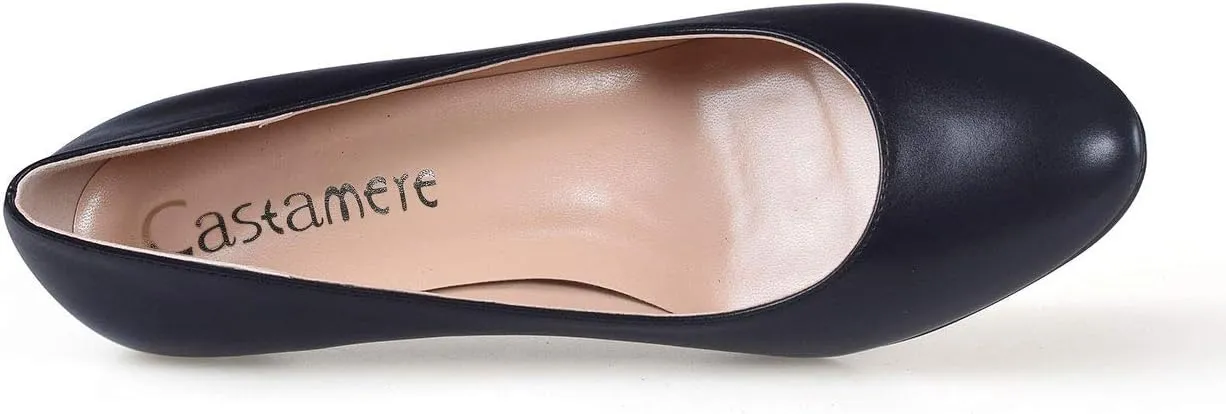 Castamere Womens Round Toe Pumps Stiletto Mid Heels Office Slip-on 6CM Heels