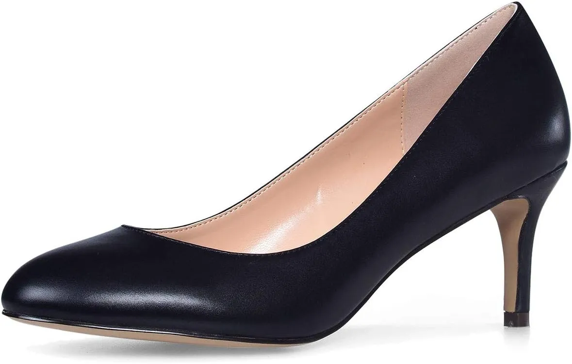 Castamere Womens Round Toe Pumps Stiletto Mid Heels Office Slip-on 6CM Heels