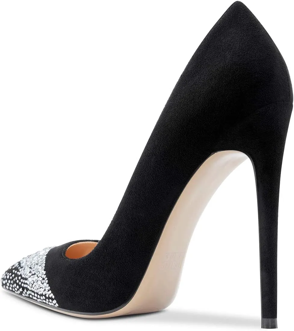 Castamere Womens Sky High Heels Basic Pumps Pointed-Toe Slip-On Stilettos 12CM Heel Shoes
