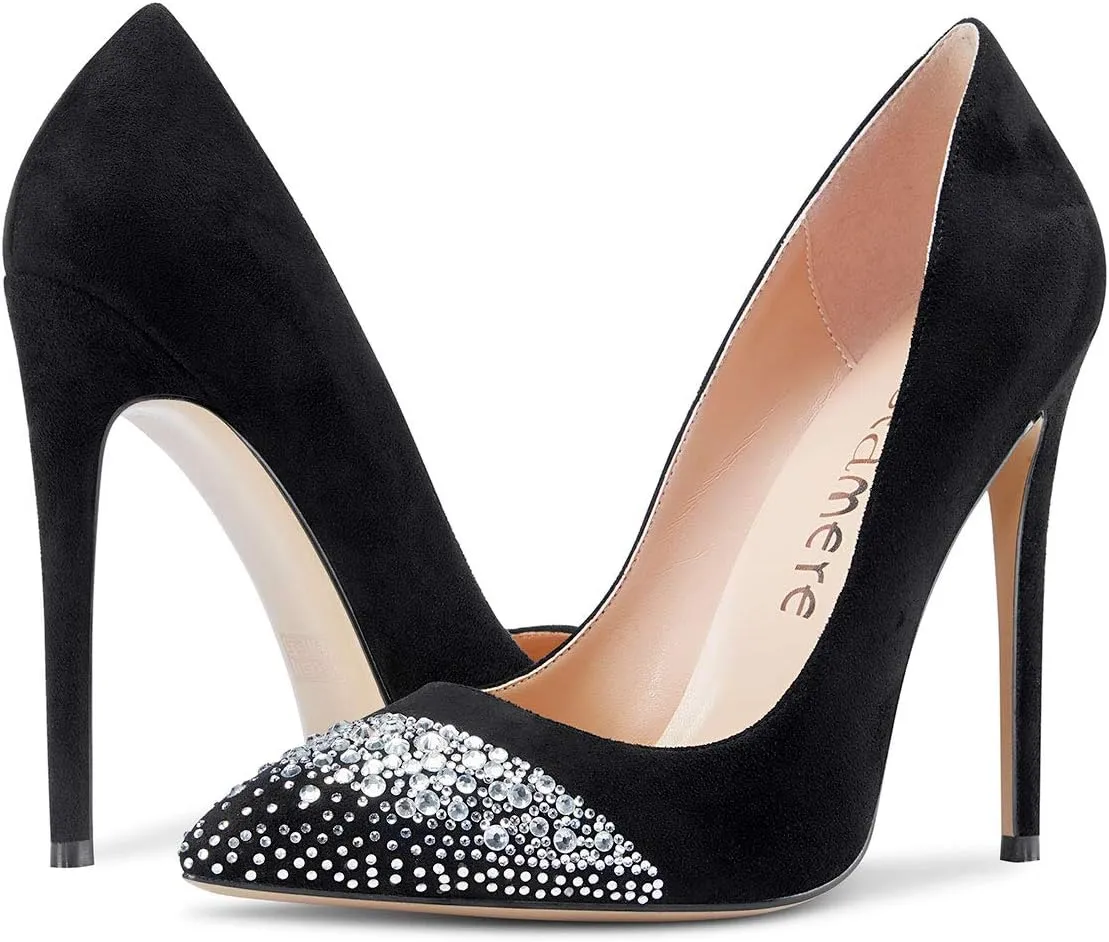 Castamere Womens Sky High Heels Basic Pumps Pointed-Toe Slip-On Stilettos 12CM Heel Shoes