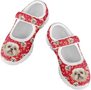 chaqlin Dog Girls Dress Shoes Mary Jane Running Athletic Shoes Lightweight Barefoot Flat Breathable Mesh for Outdoor Indoor