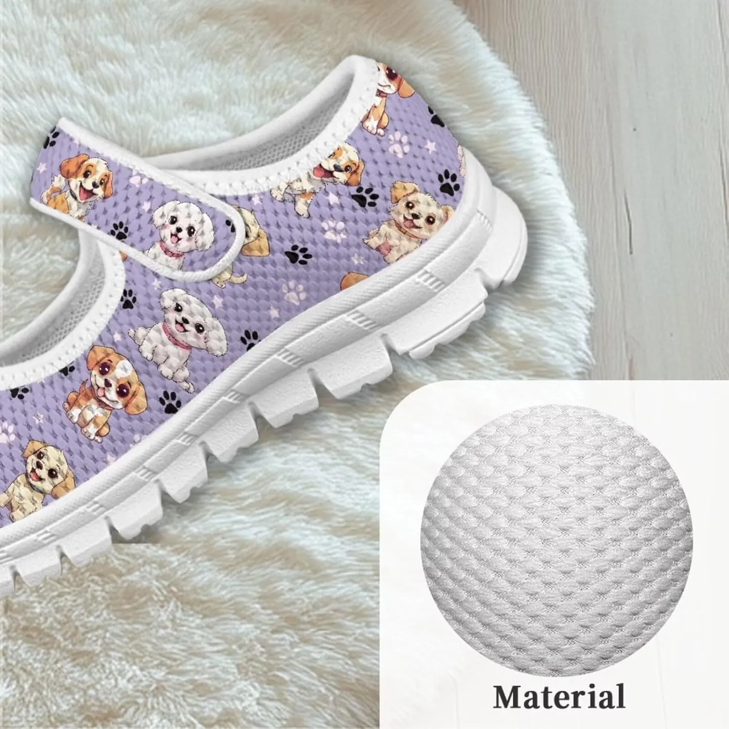 chaqlin Dog Girls Dress Shoes Mary Jane Running Athletic Shoes Lightweight Barefoot Flat Breathable Mesh for Outdoor Indoor