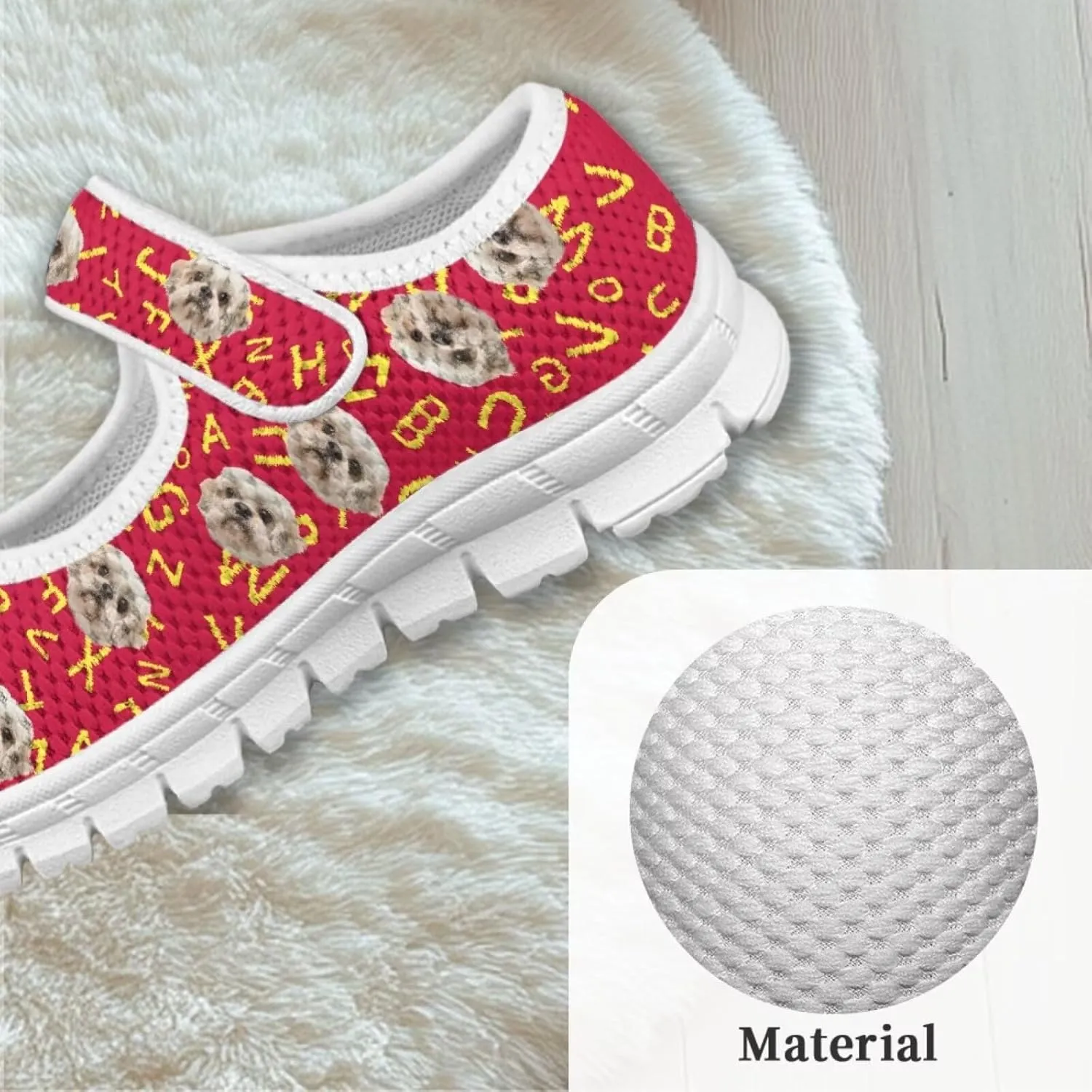 chaqlin Dog Girls Dress Shoes Mary Jane Running Athletic Shoes Lightweight Barefoot Flat Breathable Mesh for Outdoor Indoor