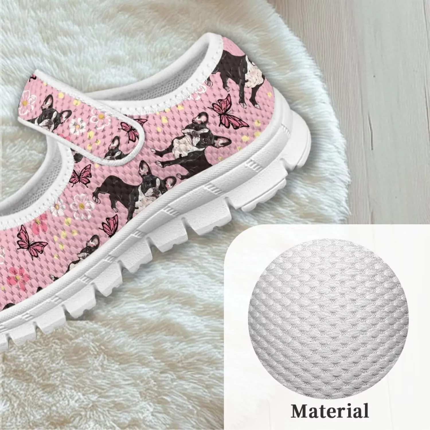 chaqlin Dog Girls Dress Shoes Mary Jane Running Athletic Shoes Lightweight Barefoot Flat Breathable Mesh for Outdoor Indoor