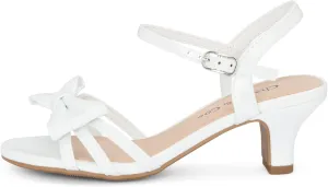 Chariot & Co - Time-IIS - Girls/Kids/Childrens Open Toe Bow Ankle Sling Back Glitter 2" Kitten Block Heel Sandal Pumps