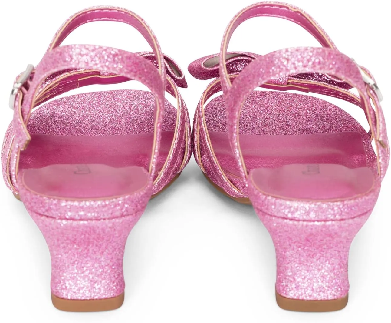 Chariot & Co - Time-IIS - Girls/Kids/Childrens Open Toe Bow Ankle Sling Back Glitter 2" Kitten Block Heel Sandal Pumps