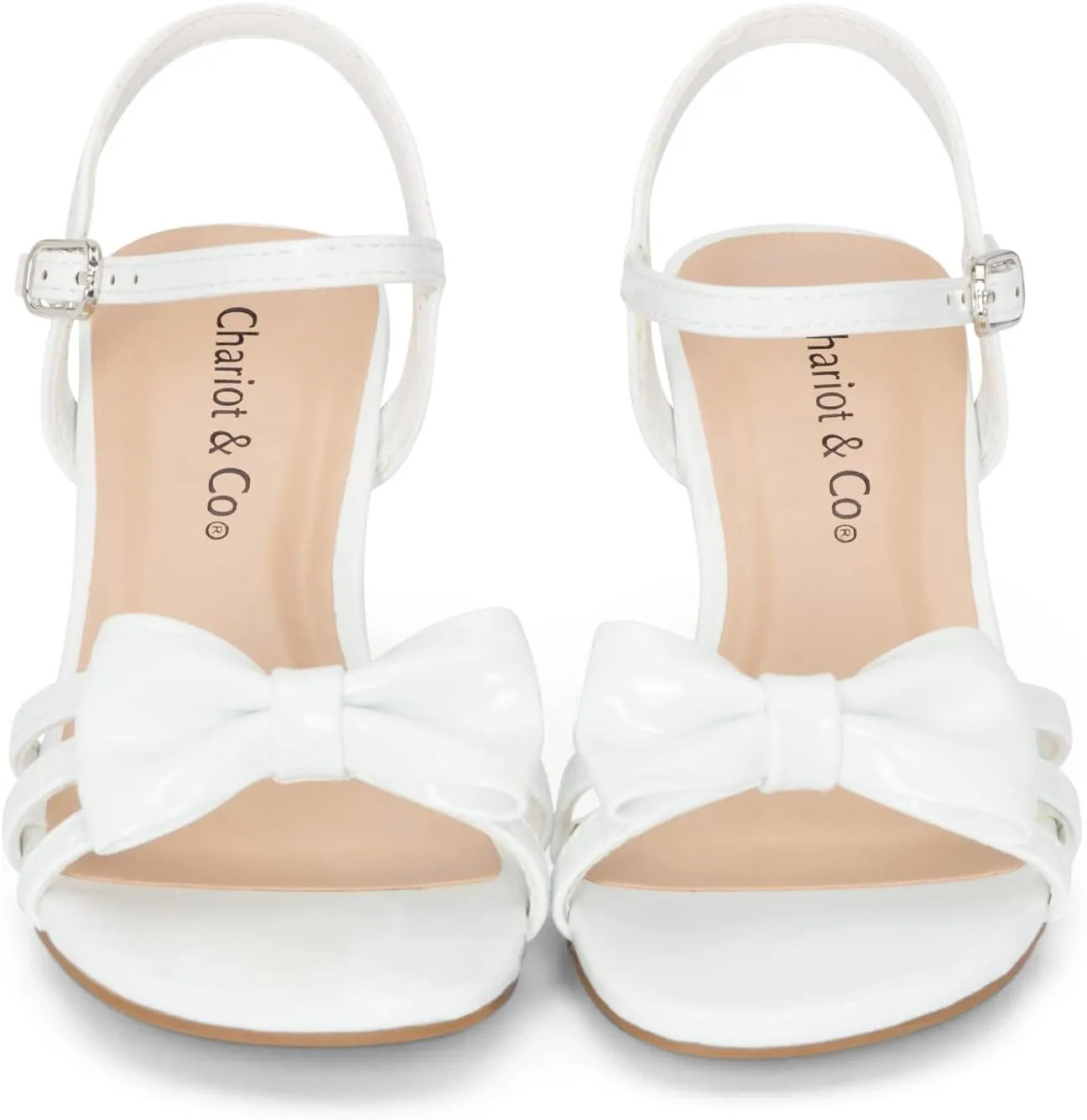 Chariot & Co - Time-IIS - Girls/Kids/Childrens Open Toe Bow Ankle Sling Back Glitter 2" Kitten Block Heel Sandal Pumps