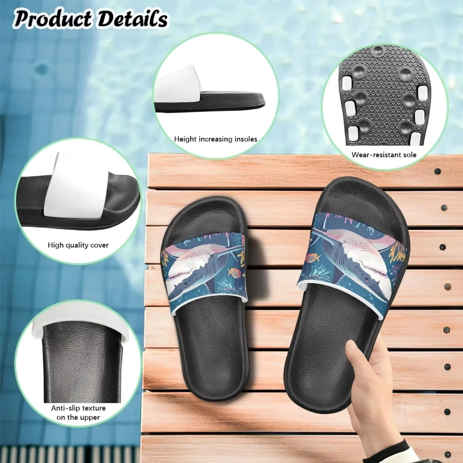 Children Slide Sandals Soft Anti-Skid Sandal Comfort Lightweight Slip On Summer Slippers for Beach Pool