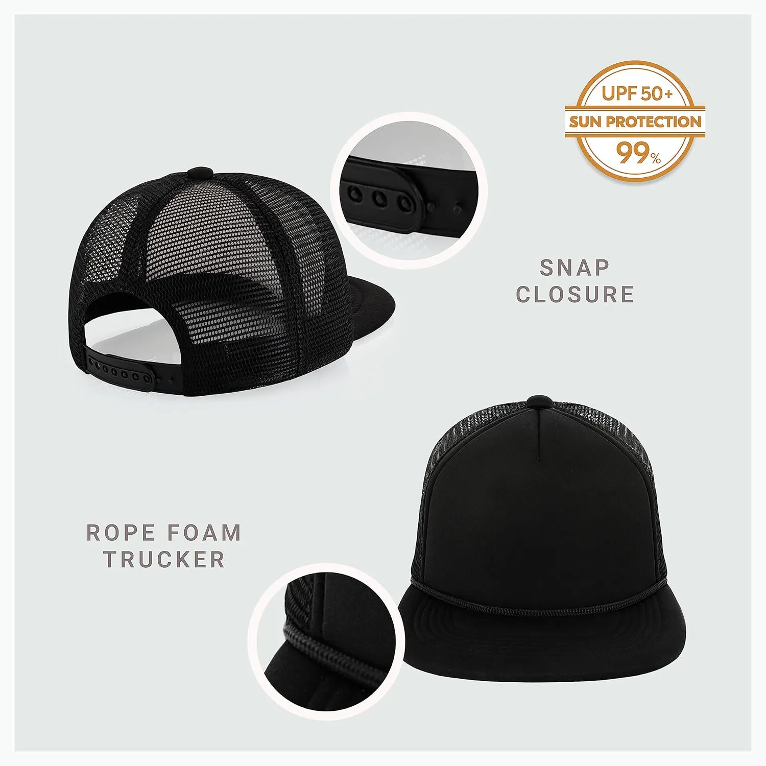 CHOK.LIDS Flat Bill Foam Top Hats for Men and Women Adjustable Snapback Trucker Hat Trendy Color Flat Brim Mesh Baseball Cap