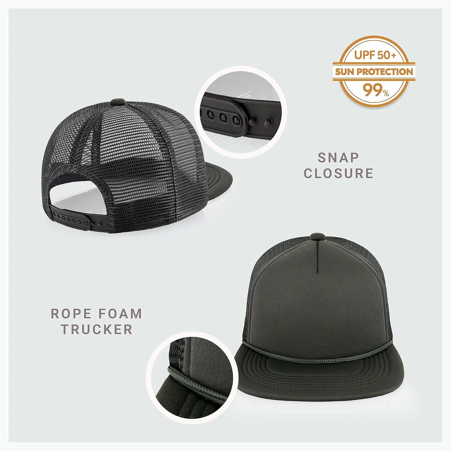 CHOK.LIDS Flat Bill Foam Top Hats for Men and Women Adjustable Snapback Trucker Hat Trendy Color Flat Brim Mesh Baseball Cap