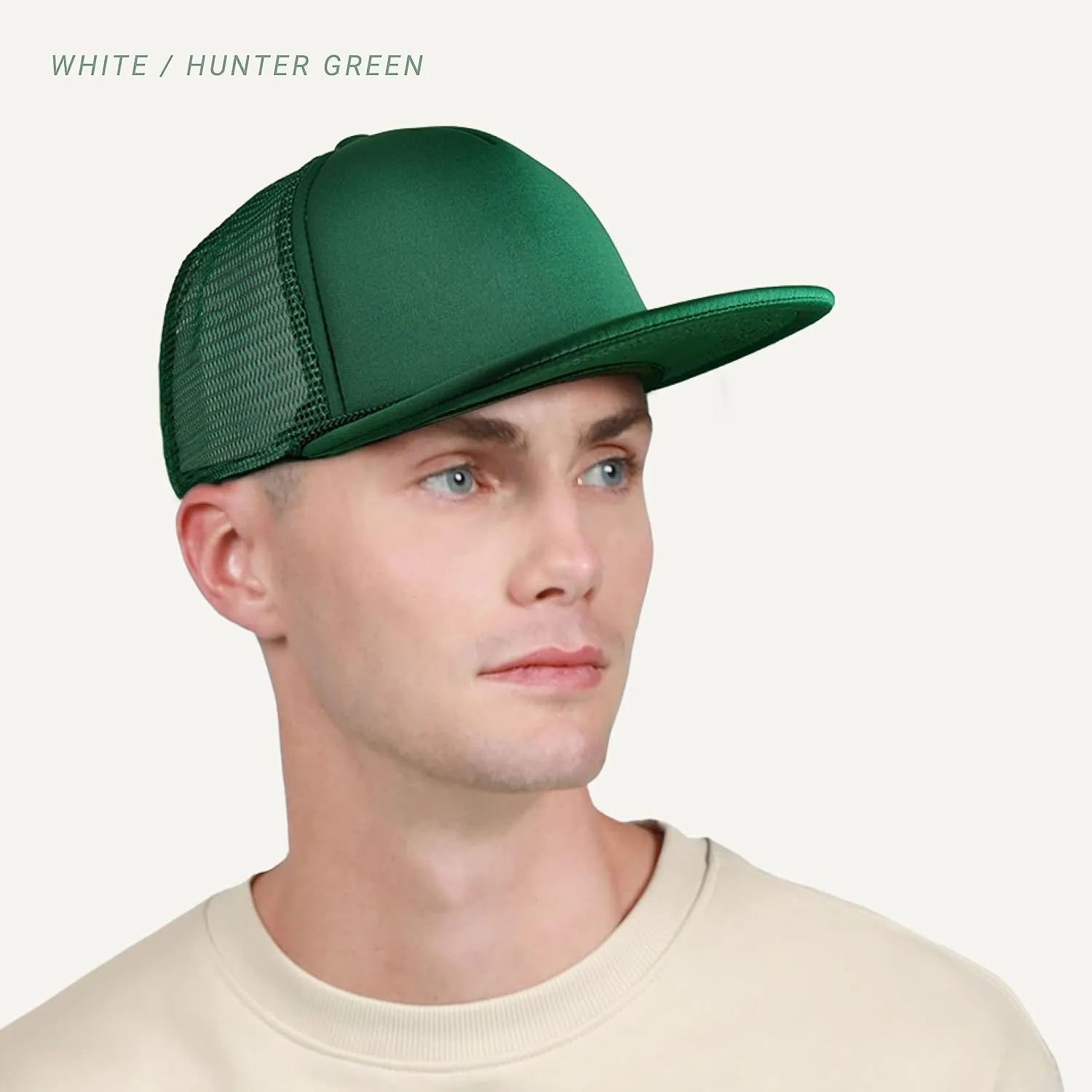 CHOK.LIDS Flat Bill Foam Top Hats for Men and Women Adjustable Snapback Trucker Hat Trendy Color Flat Brim Mesh Baseball Cap