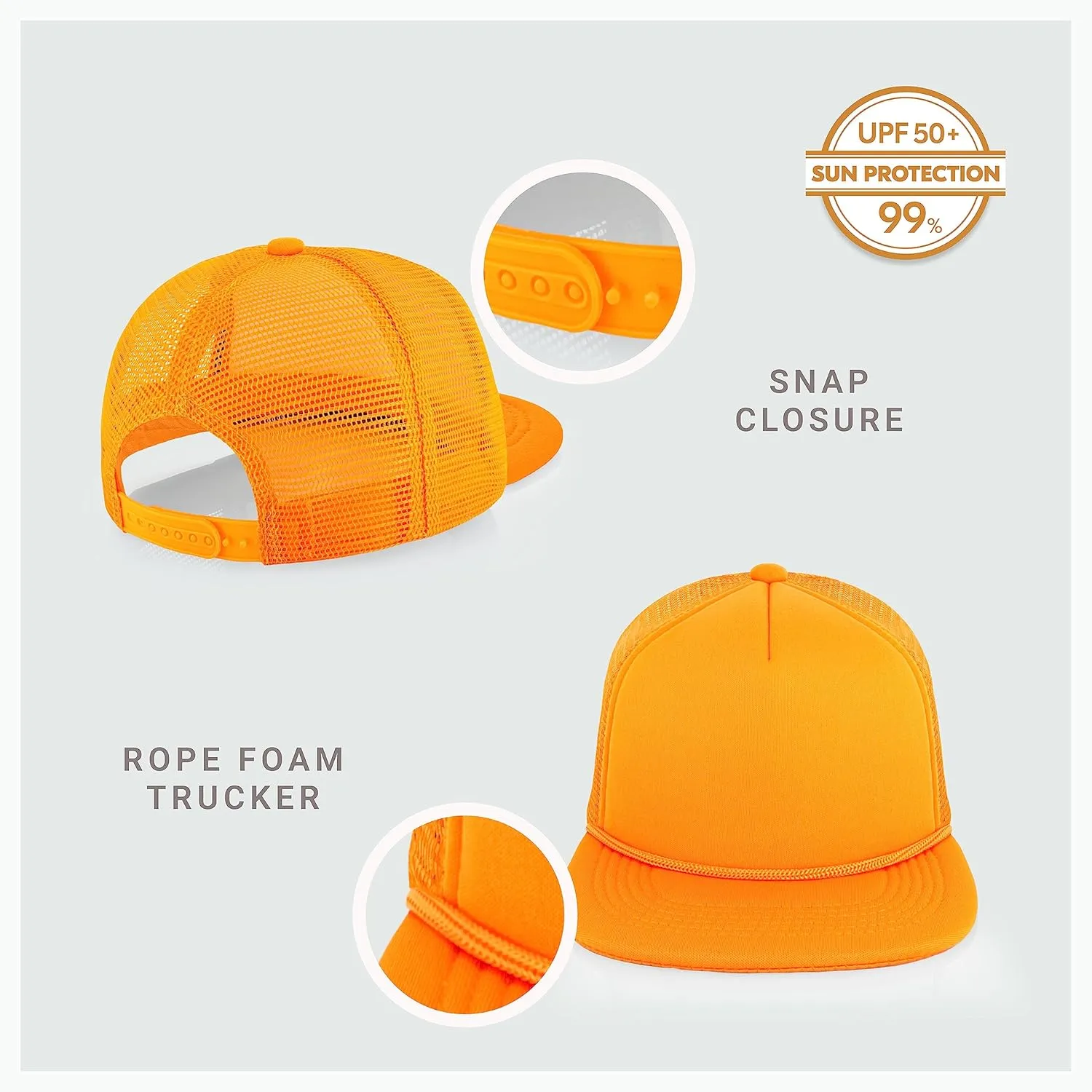 CHOK.LIDS Flat Bill Foam Top Hats for Men and Women Adjustable Snapback Trucker Hat Trendy Color Flat Brim Mesh Baseball Cap