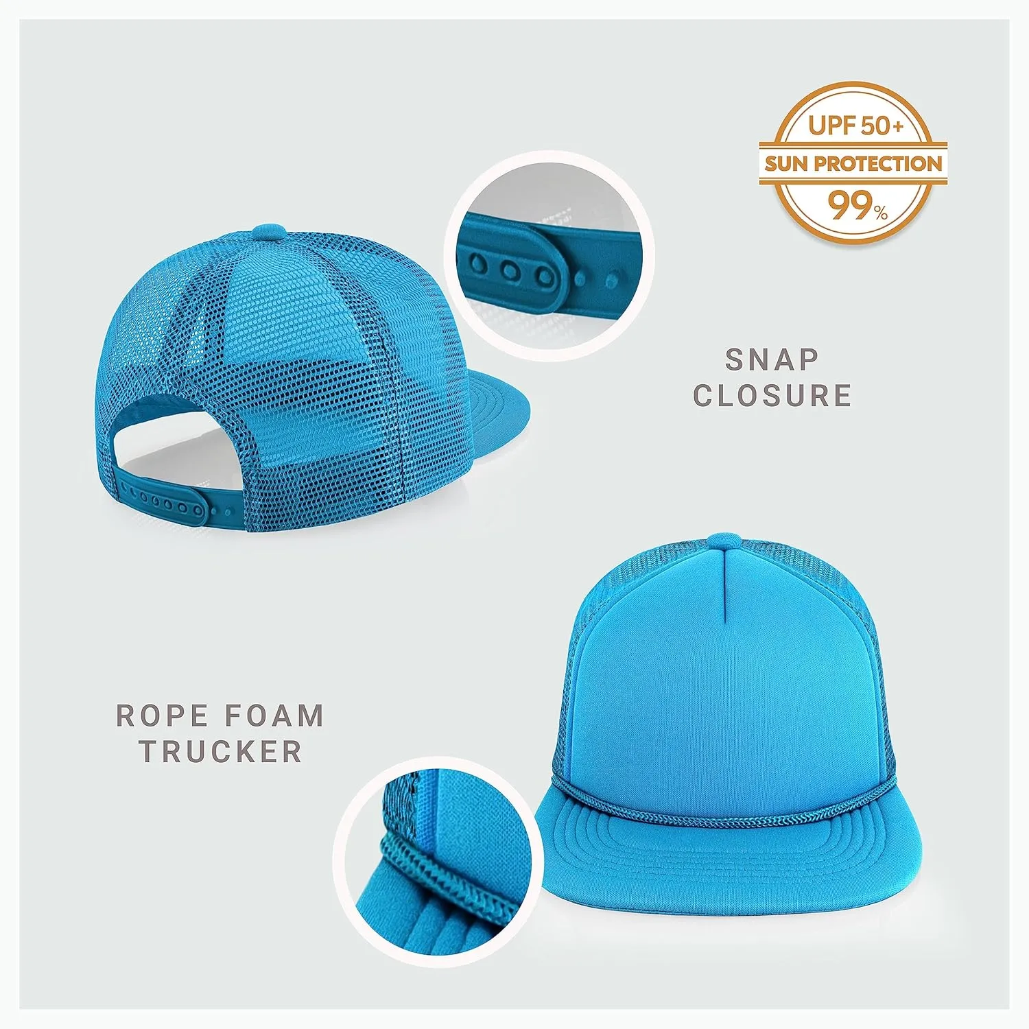 CHOK.LIDS Flat Bill Foam Top Hats for Men and Women Adjustable Snapback Trucker Hat Trendy Color Flat Brim Mesh Baseball Cap