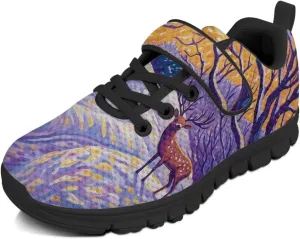 Christmas Kids Running Shoes Boys Girls Lightweight Breathable Sports Shoes Non-Slip Sneakers Hook-and-Loop Strap Shoes for Little Kid SizeUS11-15