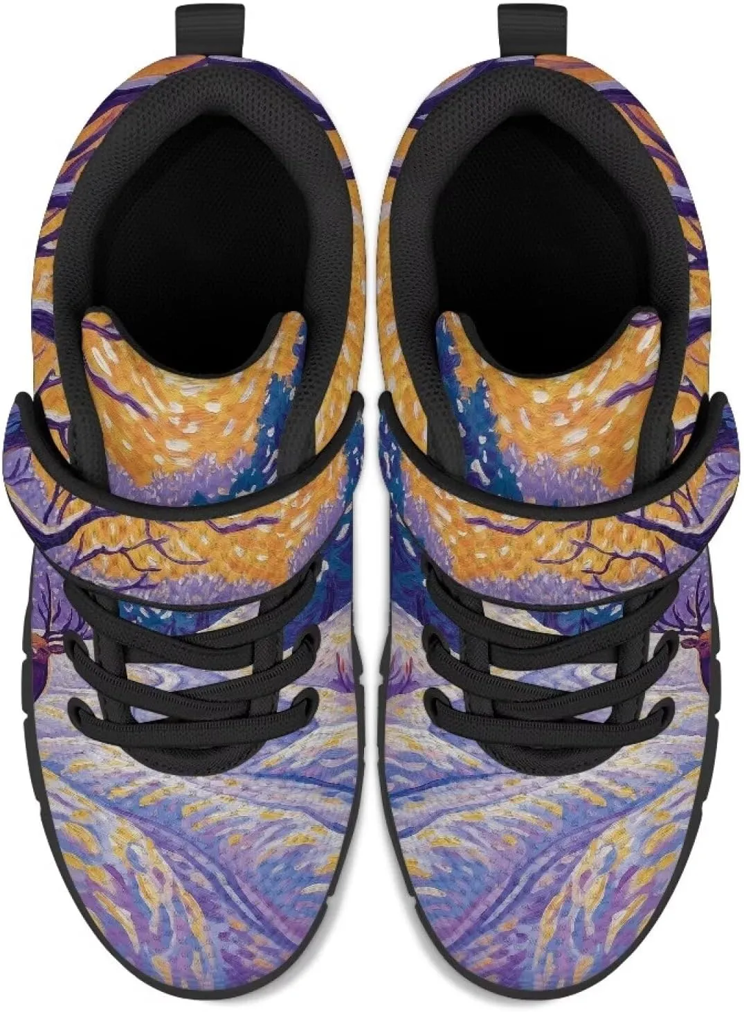 Christmas Kids Running Shoes Boys Girls Lightweight Breathable Sports Shoes Non-Slip Sneakers Hook-and-Loop Strap Shoes for Little Kid SizeUS11-15