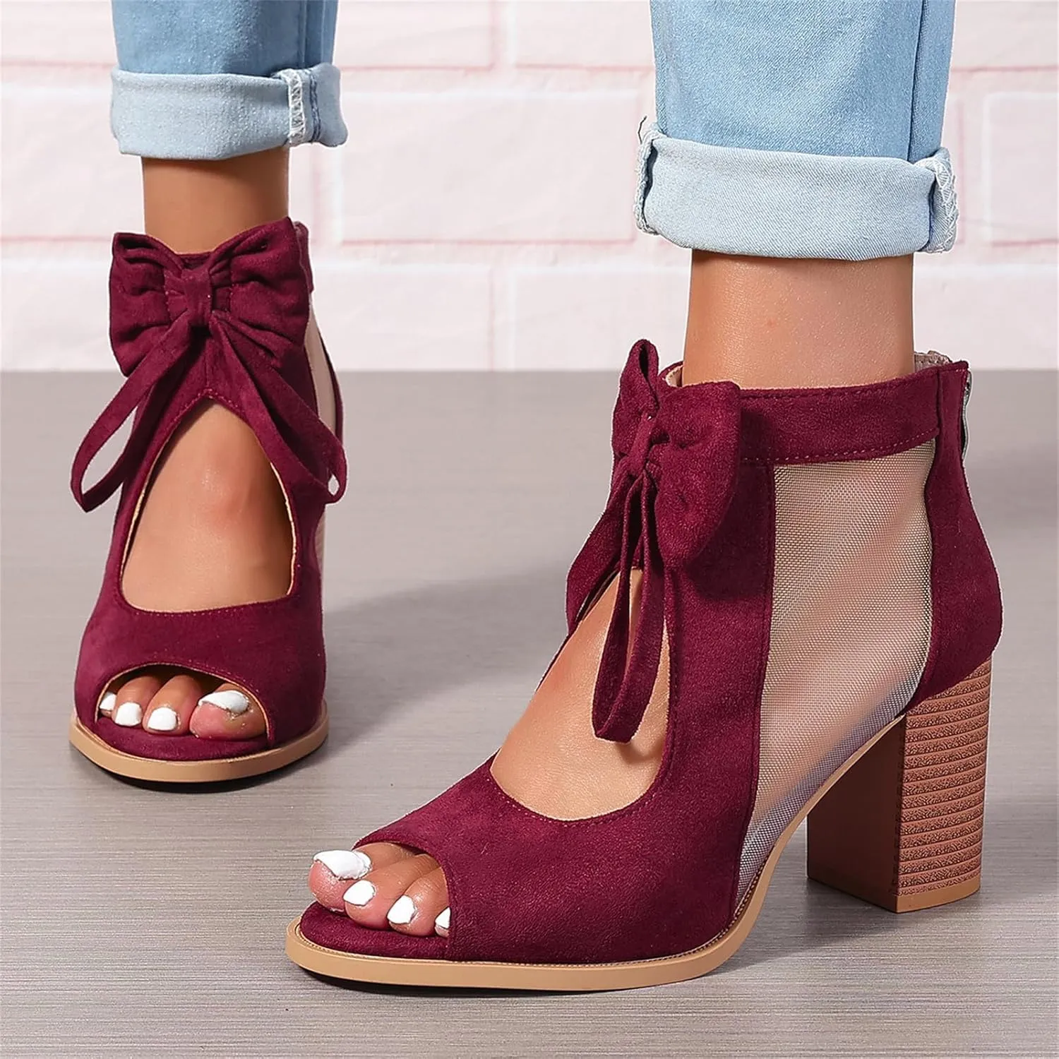 Chunky Heels for Women 2025 Summer Mash Open Toe Platform High Heel Shoes Strappy Lace Up Hollow Out Chunky High Heels Party Pump Shoes Dressy Wedding Sandals Comfortable Fashion Trendy Sandal 2025