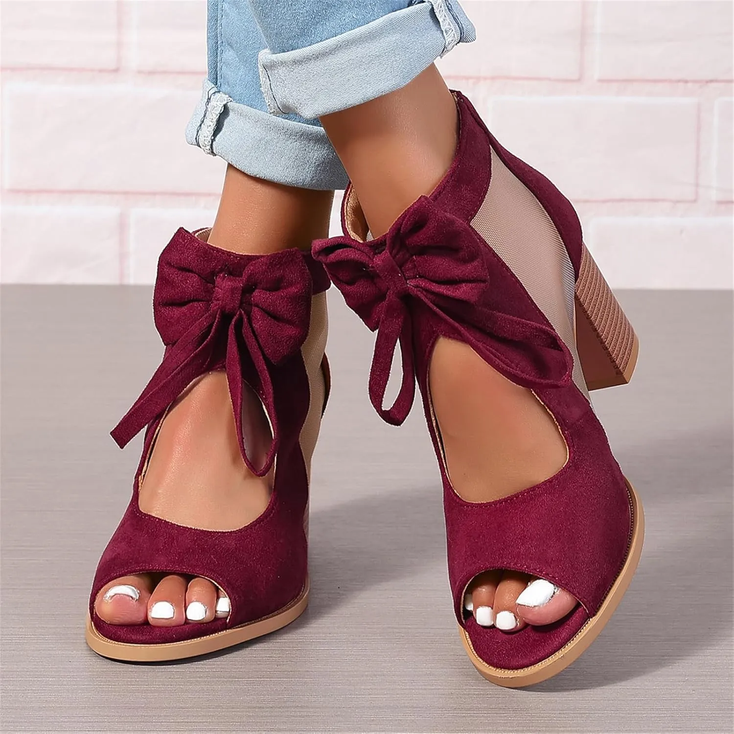 Chunky Heels for Women 2025 Summer Mash Open Toe Platform High Heel Shoes Strappy Lace Up Hollow Out Chunky High Heels Party Pump Shoes Dressy Wedding Sandals Comfortable Fashion Trendy Sandal 2025
