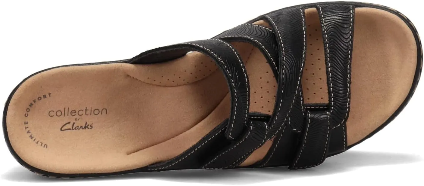 Clarks Womens Merliah Karli Metallic Leather Slide Sandals